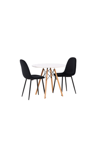 Venture Home Danburi Matbord - Woodlook / Woodlook MDF +Polar Matstol - Svarta ben / Black Velvet _2
