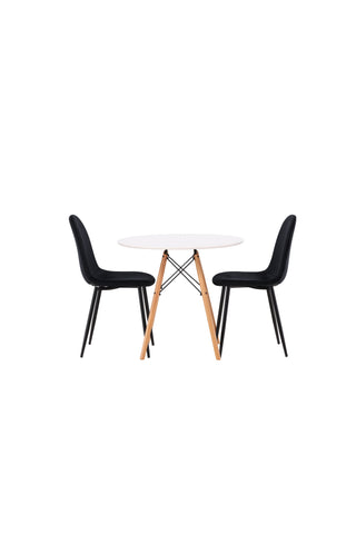 Venture Home Danburi Matbord - Woodlook / Woodlook MDF +Polar Matstol - Svarta ben / Black Velvet _2
