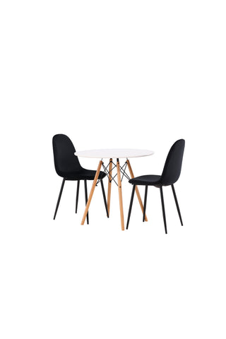 Venture Home Danburi Matbord - Woodlook / Woodlook MDF +Polar Matstol - Svarta ben / Black Velvet _2