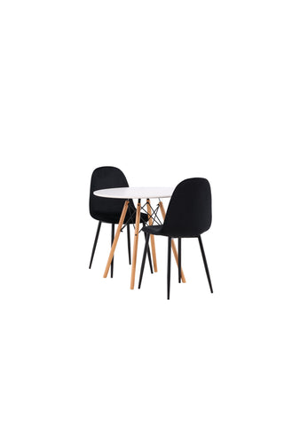 Venture Home Danburi Matbord - Woodlook / Woodlook MDF +Polar Matstol - Svarta ben / Black Velvet _2