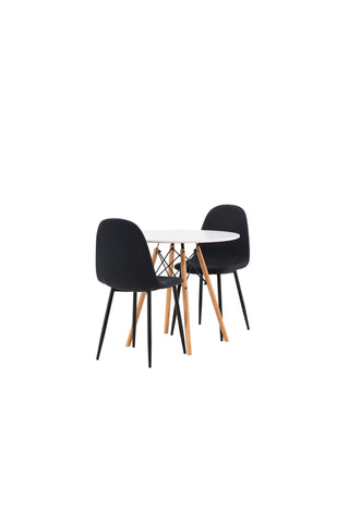 Venture Home Danburi Matbord - Woodlook / Woodlook MDF +Polar Matstol - Svarta Ben - Svart Tyg _2