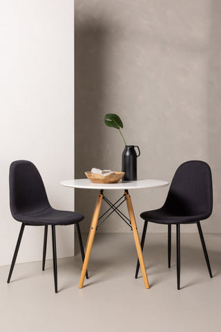 Venture Home Danburi Matbord - Woodlook / Woodlook MDF +Polar Matstol - Svarta Ben - Svart Tyg _2