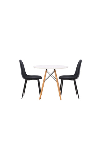Venture Home Danburi Matbord - Woodlook / Woodlook MDF +Polar Matstol - Svarta Ben - Svart Tyg _2
