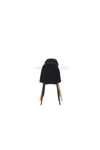 Venture Home Danburi Matbord - Woodlook / Woodlook MDF +Polar Matstol - Svarta Ben - Svart Tyg _2