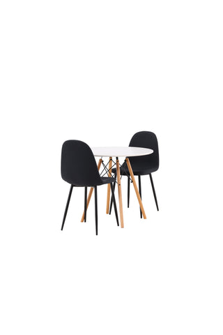 Venture Home Danburi Matbord - Woodlook / Woodlook MDF +Polar Matstol - Svarta Ben - Svart Tyg _2