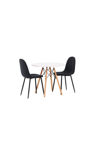 Venture Home Danburi Matbord - Woodlook / Woodlook MDF +Polar Matstol - Svarta Ben - Svart Tyg _2