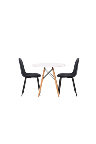 Venture Home Danburi Matbord - Woodlook / Woodlook MDF +Polar Matstol - Svarta Ben - Svart Tyg _2