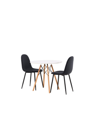 Venture Home Danburi Matbord - Woodlook / Woodlook MDF +Polar Matstol - Svarta Ben - Svart Tyg _2