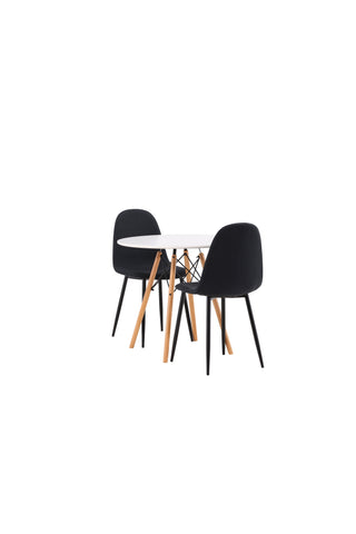 Venture Home Danburi Matbord - Woodlook / Woodlook MDF +Polar Matstol - Svarta Ben - Svart Tyg _2