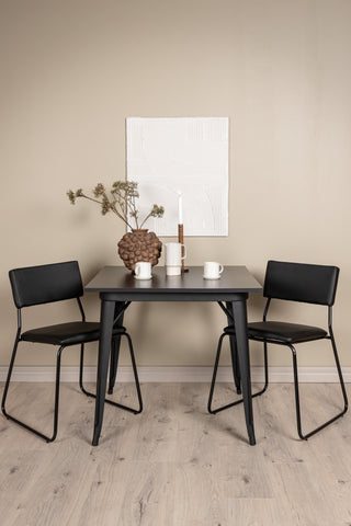 Venture Home Tempe Matbord - Svart / Svart MDF +Kenth Stol - Svart / Svart PU _2