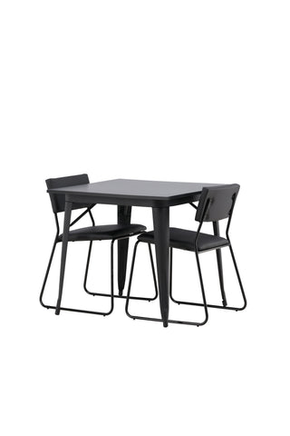 Venture Home Tempe Matbord - Svart / Svart MDF +Kenth Stol - Svart / Svart PU _2