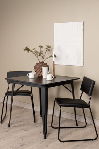 Venture Home Tempe Matbord - Svart / Svart MDF +Kenth Stol - Svart / Svart PU _2
