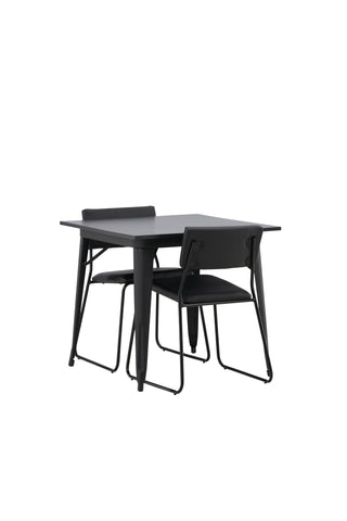 Venture Home Tempe Matbord - Svart / Svart MDF +Kenth Stol - Svart / Svart PU _2