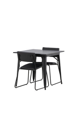 Venture Home Tempe Matbord - Svart / Svart MDF +Kenth Stol - Svart / Svart PU _2