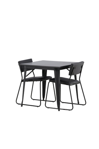 Venture Home Tempe Matbord - Svart / Svart MDF +Kenth Stol - Svart / Svart PU _2