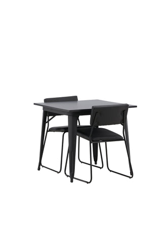 Venture Home Tempe Matbord - Svart / Svart MDF +Kenth Stol - Svart / Svart PU _2