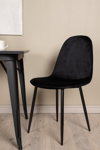 Venture Home Tempe Matbord - Svart / Svart MDF + Polar Matstol - Svarta ben / Svart sammet _2