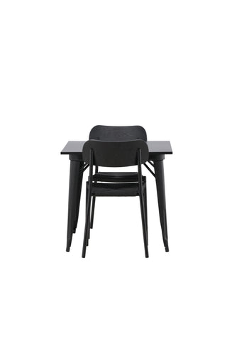 Venture Home Tempe Matbord - Svart / Svart MDF + Matstol i sammet - Ljusgrå / Svart _2