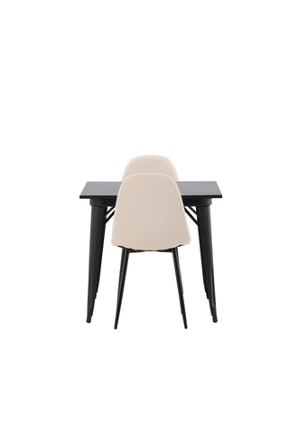 Venture Home Tempe Matbord - Svart / Svart MDF +Polar Matstol - Svarta Ben - Svart Tyg _2