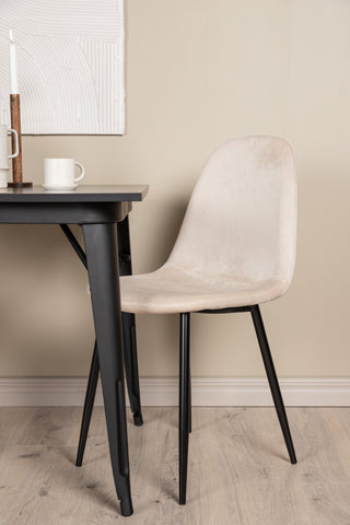Venture Home Tempe Matbord - Svart / Svart MDF + Polar Matstol - Svarta ben / Beige sammet _2