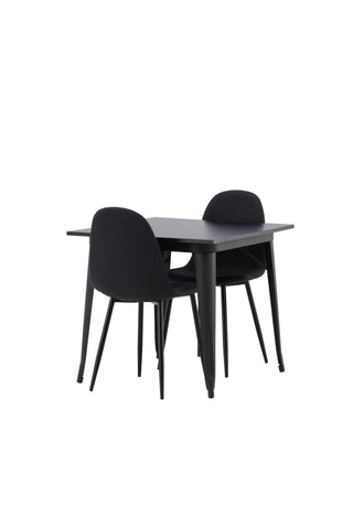 Venture Home Tempe Matbord - Svart / Svart MDF +Polar Matstol - Svarta Ben - Svart Tyg _2