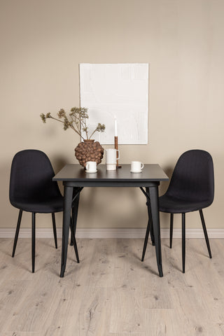 Venture Home Tempe Matbord - Svart / Svart MDF +Polar Matstol - Svarta Ben - Svart Tyg _2