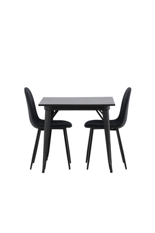 Venture Home Tempe Matbord - Svart / Svart MDF +Polar Matstol - Svarta Ben - Svart Tyg _2