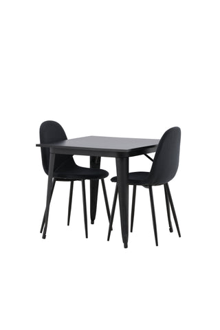 Venture Home Tempe Matbord - Svart / Svart MDF +Polar Matstol - Svarta Ben - Svart Tyg _2