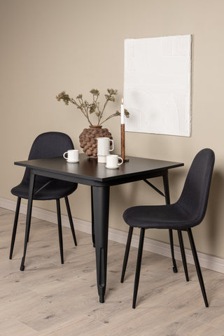 Venture Home Tempe Matbord - Svart / Svart MDF +Polar Matstol - Svarta Ben - Svart Tyg _2