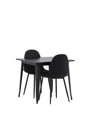 Venture Home Tempe Matbord - Svart / Svart MDF +Polar Matstol - Svarta Ben - Svart Tyg _2