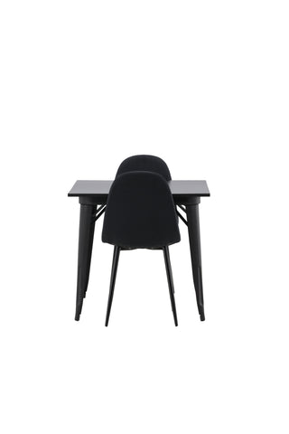 Venture Home Tempe Matbord - Svart / Svart MDF +Polar Matstol - Svarta Ben - Svart Tyg _2