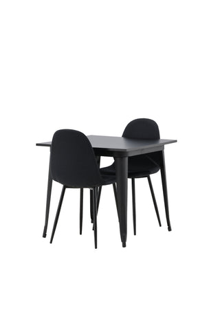 Venture Home Tempe Matbord - Svart / Svart MDF +Polar Matstol - Svarta Ben - Svart Tyg _2