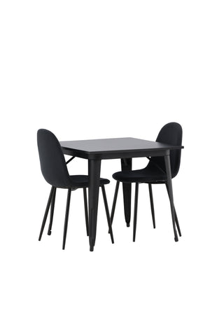 Venture Home Tempe Matbord - Svart / Svart MDF +Polar Matstol - Svarta Ben - Svart Tyg _2