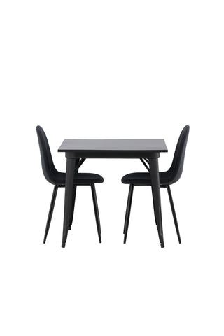 Venture Home Tempe Matbord - Svart / Svart MDF +Polar Matstol - Svarta Ben - Svart Tyg _2