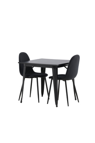 Venture Home Tempe Matbord - Svart / Svart MDF +Polar Matstol - Svarta Ben - Svart Tyg _2