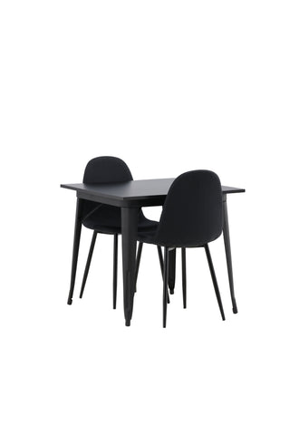 Venture Home Tempe Matbord - Svart / Svart MDF +Polar Matstol - Svarta Ben - Svart Tyg _2