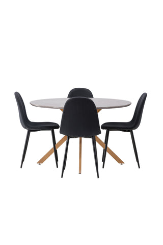 Venture Home Olivia Matbord-Svart/SvartFanér+Beritstol-Svart/Beige Velvet_4