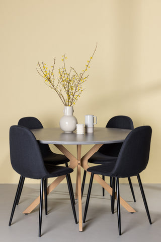 Venture Home Piazza Matbord - Naturlig / Mörkgrå Spraystone +Polar Matstol - Svarta Ben - Svart tyg _4