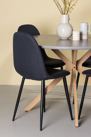 Venture Home Piazza Matbord - Naturlig / Mörkgrå Spraystone +Polar Matstol - Svarta Ben - Svart tyg _4