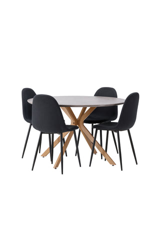 Venture Home Piazza Matbord - Naturlig / Mörkgrå Spraystone +Polar Matstol - Svarta Ben - Svart tyg _4