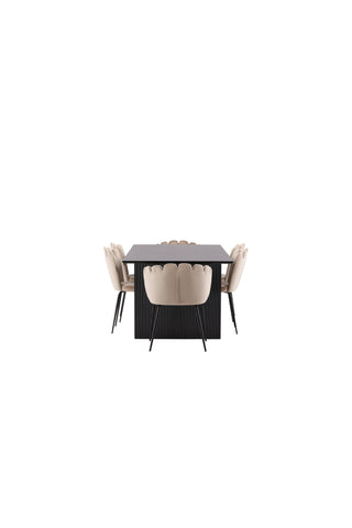 Venture Home Bootcut Ovalt matbord - Svart / Svart Fanéer +Limhamn Light Chair - Svart / Beige sammet _4