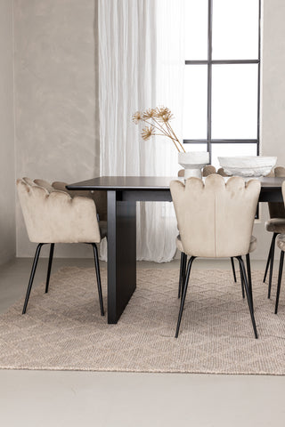 Venture Home Vail Matbord - Svart / Rökt Svart MDF +Limhamn Lätt Stol - Svart / Beige Sammet _4