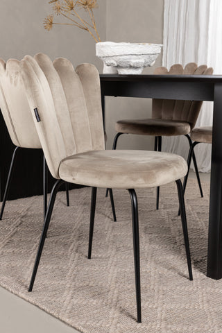Venture Home Vail Matbord - Svart / Rökt Svart MDF +Limhamn Lätt Stol - Svart / Beige Sammet _4