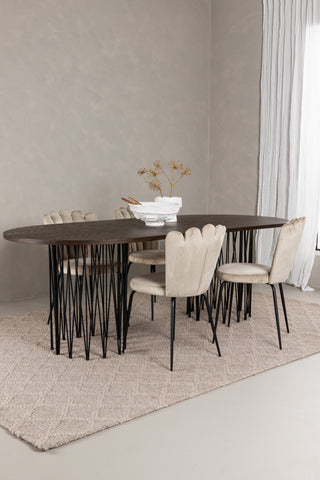 Venture Home Ovalt matbord i sten - Svart / Moccafaner +Limhamn Ljusstol - Svart / Beige sammet _4