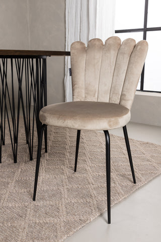 Venture Home Ovalt matbord i sten - Svart / Moccafaner +Limhamn Ljusstol - Svart / Beige sammet _4