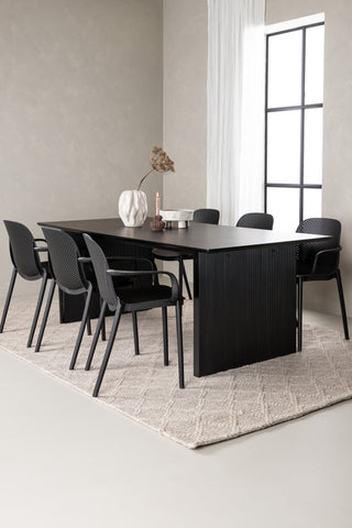 Venture Home Vail Matbord - Svart / Rökt Svart MDF +Baltimore Matstol - Svart / Svart Plast _6