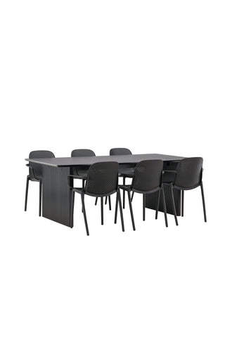 Venture Home Vail Matbord - Svart / Rökt Svart MDF +Baltimore Matstol - Svart / Svart Plast _6