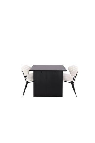 Venture Home Vail Matbord - Svart / Rökt Svart MDF +Crosett Matstol - Mattsvart / Mattsvart Plast _6