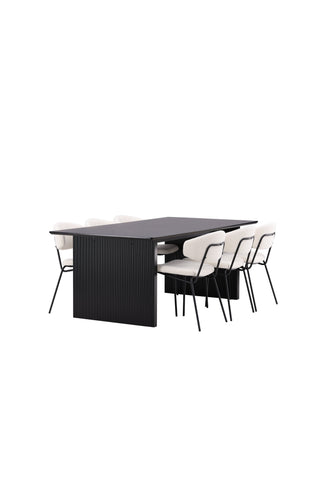 Venture Home Vail Matbord - Svart / Rökt Svart MDF +Chico Matsalsstol - Svart / Vit Boucle _6