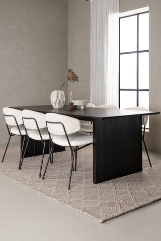 Venture Home Vail Matbord - Svart / Rökt Svart MDF +Chico Matsalsstol - Svart / Vit Boucle _6